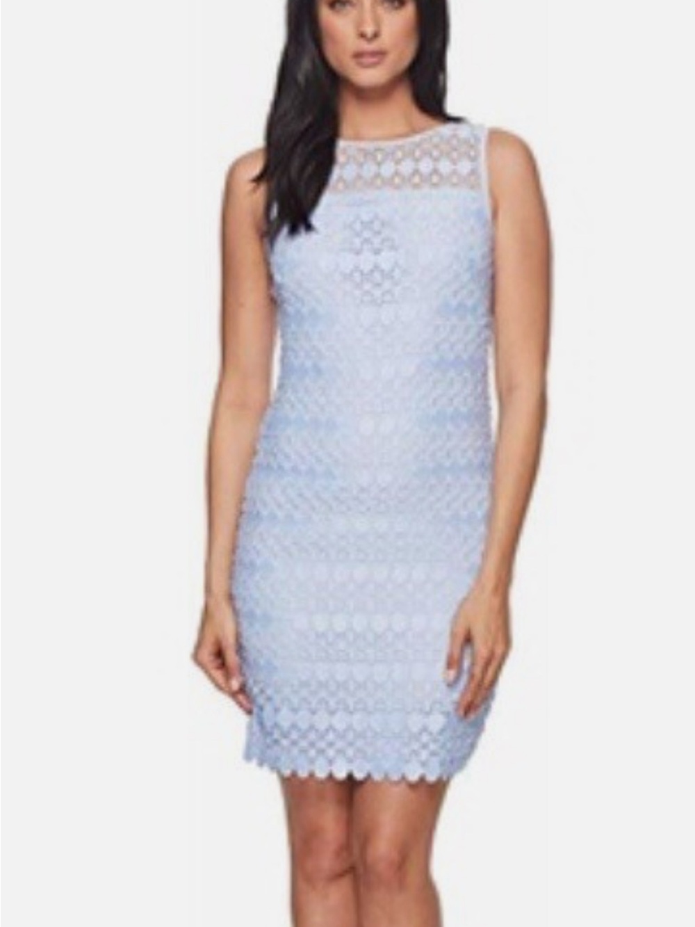 Light Blue Lace Sleeveless Shift Dress